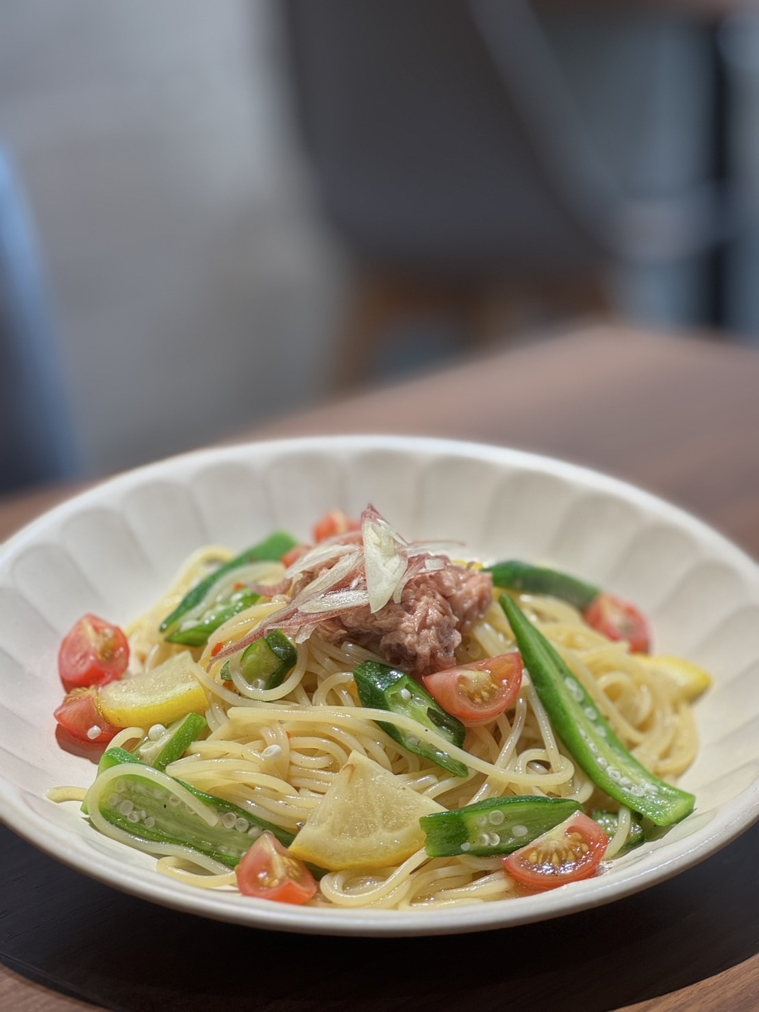 ツナとオクラの冷製パスタ